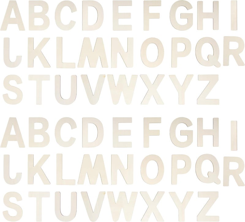 Miayon 52 Pieces Wooden Alphabet Letters Wood Letter Sign 4 Inch for Crafts DIY Painting Wall Home Decor - Image 1